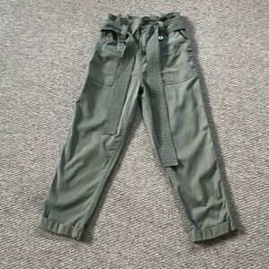 Topshop Green Paper Bag Waist Cropped Pants Sz 2